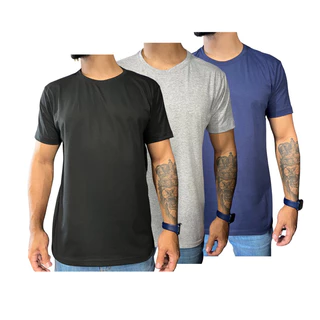 kit 3 camisas básicas 100% algodão