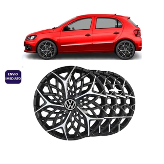Jogo 4 Calota Moove Aro 14 Preta/Prata Vw Volkswagen Gol Fox Polo Up