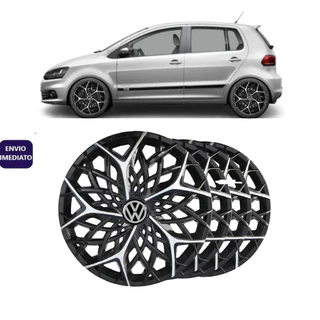 Jogo Kit 4 Calota Moove Aro 14 Preta/Prata Vw Fox