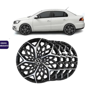 Jogo 4 Calota Moove Aro 14 Preta/Prata Vw Voyage Esportiva