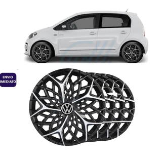 Jogo 4 Carlota Moove Aro 14 Preto/Prata Vw Volkswagen Up!