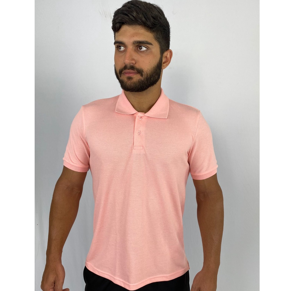 Camisa Polo Masculina Rosa Claro | Shopee Brasil