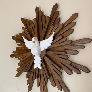 Divino Espírito Santo De Madeira Raios Duplos 60 x 60 cm, casamento, batizado, decoração, artesanato