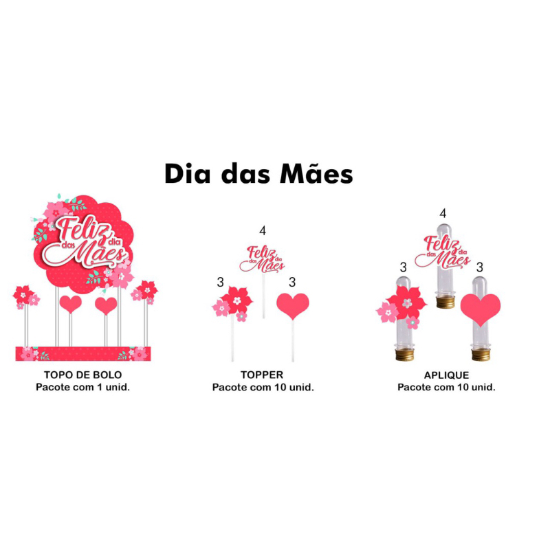 3 Topos de Bolo Meme palito Dia das Mães Decoração Bolo festa