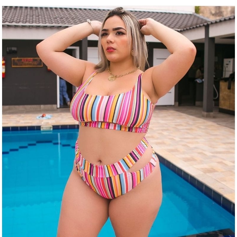 biquíni plus size cintura alta folhagem 2133101 new beach