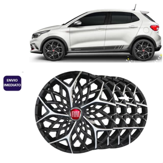 Jogo 4 Calotas Moove Aro 14 Preto/Prata Fiat Mobi Argo Uno Siena Palio Punto 4053