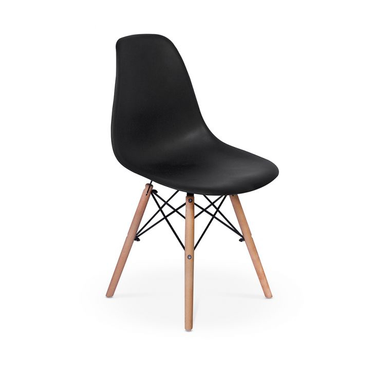 Cadeira Charles Eames Wood Design Eiffel Preta