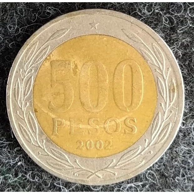 Moeda de 500 Pesos do Chile Bimetálica