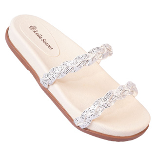 Sandália Birken Feminina Tira Trançada Brilhante Pedraria Chinelo Papete