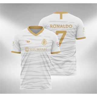 Camiseta Al Nassr Branco e Dourado 2023 Time Cristiano Ronaldo CR7 ...