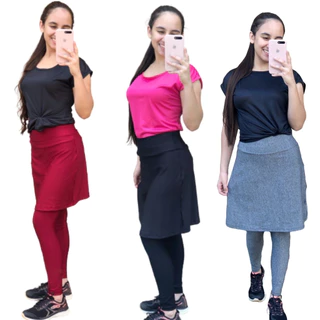 Kit de 3 saias calças fitness moda evangélica acadêmia