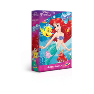Quebra Cabeça Puzzle Disney Princesas Ariel 60 Peças Jak