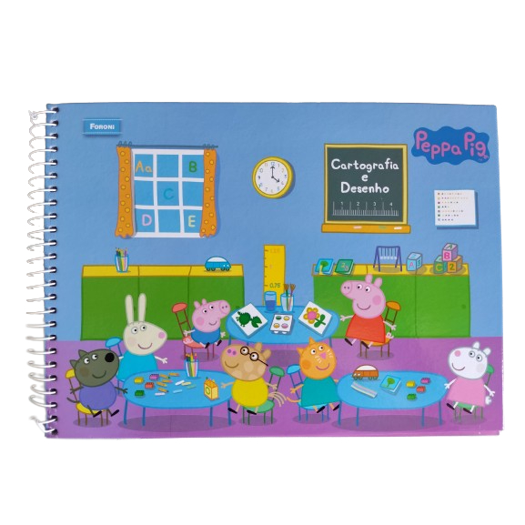 Caderno Desenho Universitário Capa Dura Peppa Pig 96 Folhas Espiral, Foroni  8609, Multicor