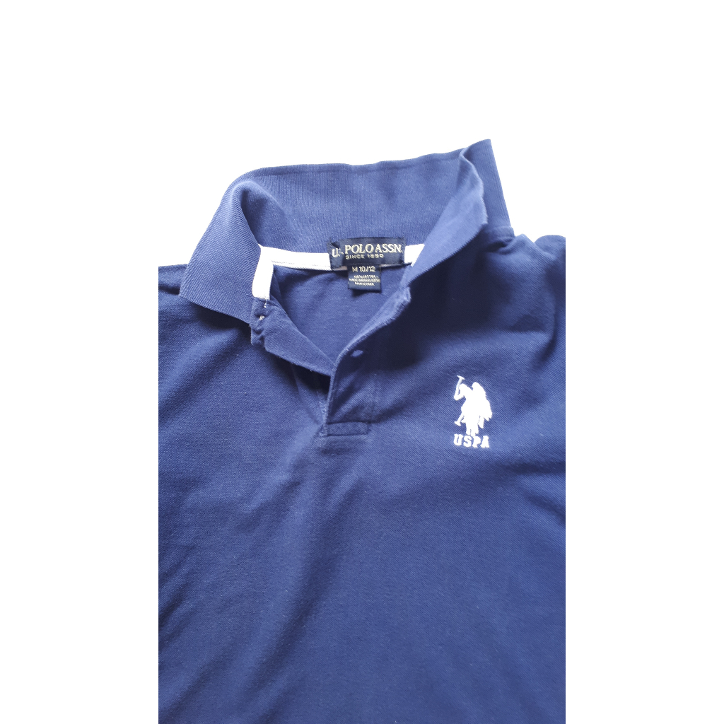 Camisa Polo Infantil Meninos - Marca US Polo Assn.- tam M (10/12)-Azul  Marinho-Seminova