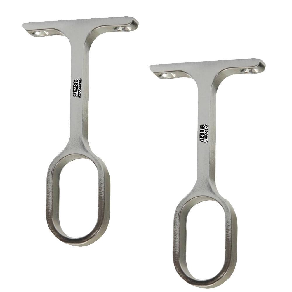2 Un - Suporte Central Para Guarda Roupas Tubo Cabideiro Oval Oblongo Cromado - Fabio Ferragens