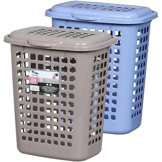 Cesto de Roupa Retangular Telado com Tampa 30L