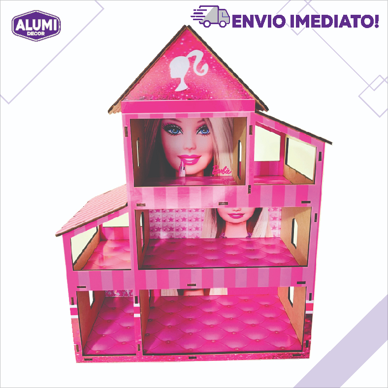 Casinha De Barbie Boneca Rosa Branca Design Completo 120 cm