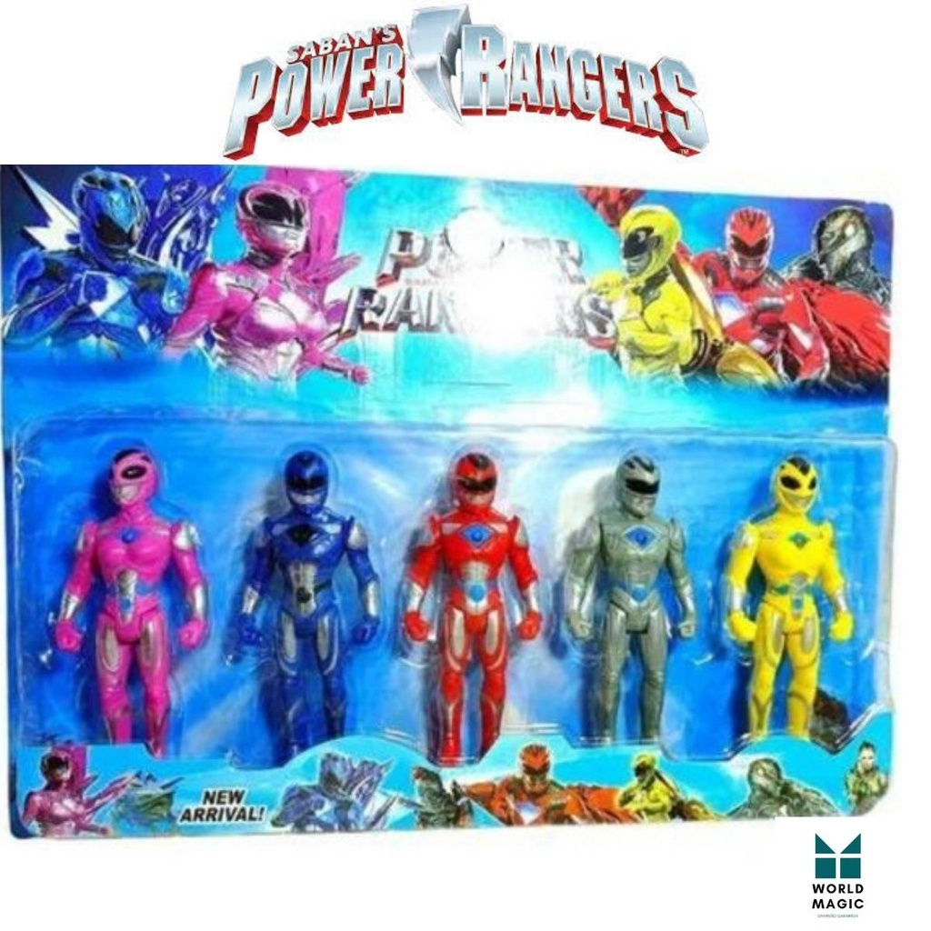 Kit 5 Bonecos Power Rangers Articulados Com Luz e 15cm de Altura Pronta ...