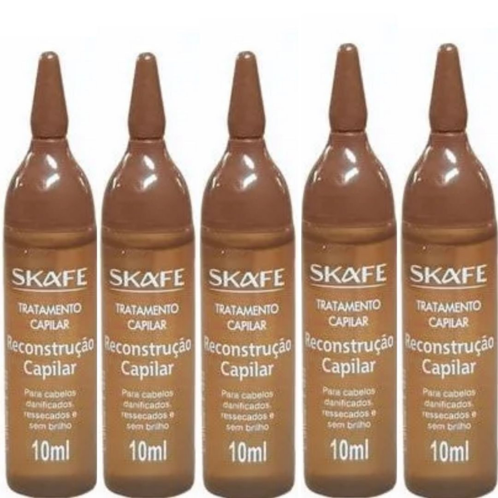 Kit 5 Ampolas De Tratamento Capilar Skafe Reconstrução 10ml | Shopee Brasil