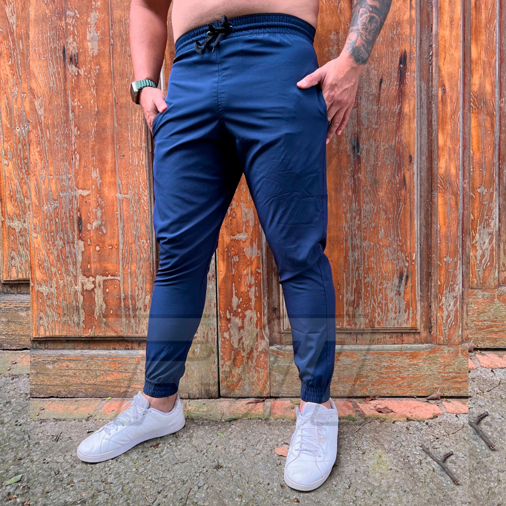 Calça Lisa Esportiva Poliester com Elastano Treino Corrida Masculina ...