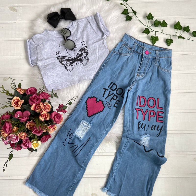 Calca jeans escrita | Shopee Brasil