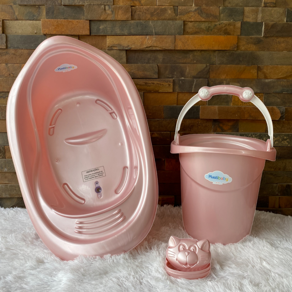 Banheira de Bebe 22 Litros Com Balde Ofurô 11 Litros e Saboneteira tampa livre BPA