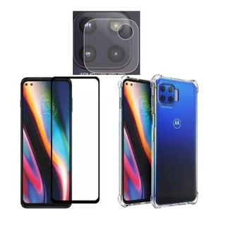 Kit para MOTO G 5G PLUS Pelicula 3D Capinha Transparente mais Pelicula de Camera Traseira