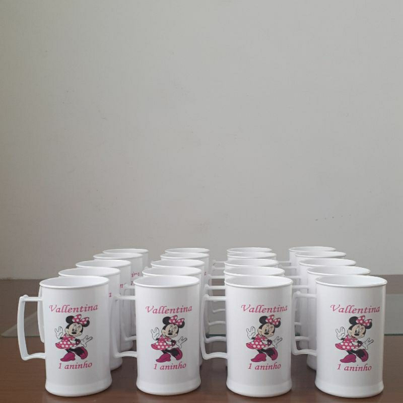 Canecas acrílicas 300ml personalizadas Aniversário Infantis - PERSONALIZAÇÃO DE 1 LADO