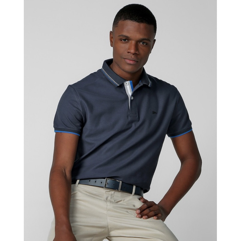 Camisa Polo Masculina Manga Curta Azul Marinho Pool