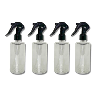 Kit 4 Frascos Plásticos Transparente Spray Gatilho Para Cosméticos Sabonete Líquido Shampoo e Condicionador 200ml