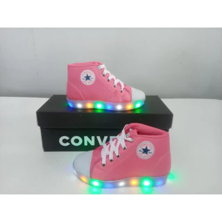 Botinha Infantil Led Bota Calçado Infantil Led All Star Rosa