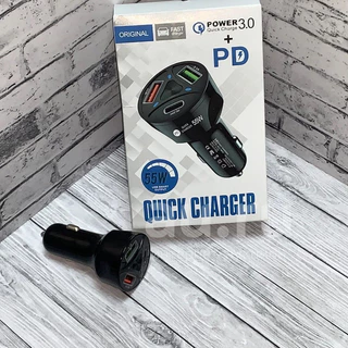 Carregador veicular Turbo ultra rápido 2 entrada usb 3.0 + PD usb 55w ENVIO IMEDIATO