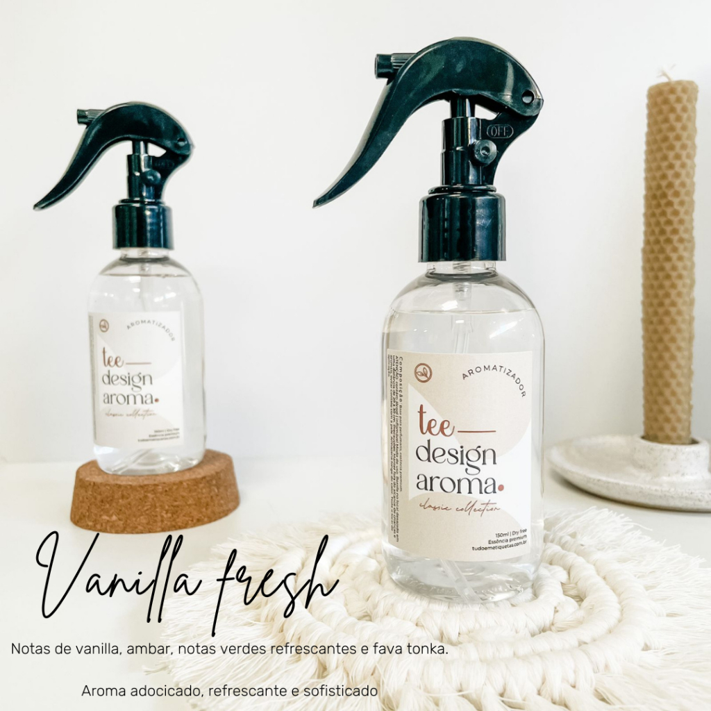 Aromatizador de ambiente, home spray, perfume para embalagens e caixas