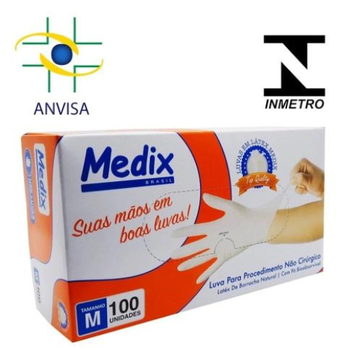 Luva descartável látex com Pó Medix - Tamanhos PP P M G cx/100 Unidades Promoção ENVIO IMEDIATO