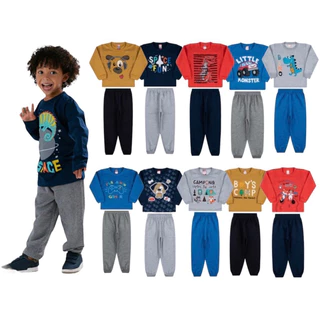 KIT 10 peças de moletom infantil Menino- 5 moletons + 5 calças.