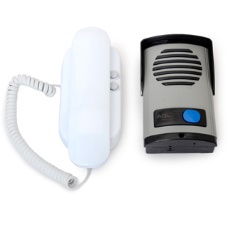 Kit Porteiro Elétrico Branco P10S Com Interfone Universal Com 02 Botões Para Acionamento
