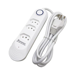 Régua Extensão Elétrica 2m com 3 Tomadas Botão Liga e Desliga 110V/220V Bivolt - A190
