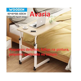 MESA MULTIUSO NOTEBOOK COM RODAS ALTURA AJUSTAVEL CAFE SOFA CAMA COMPUTADOR HOME OFFICE COMPUTADOR PEQUENOS DEFEITOS, FALHAS NA PINTURA E AVARIA NO TAMPO