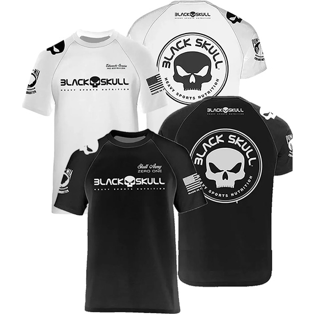 Camiseta academia treino Dry Fit - Black Skull - Corre Que Ta Baratinho