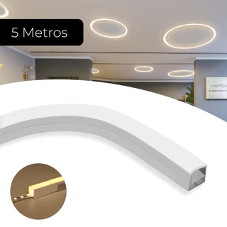 Perfil Sobrepor 5m 12x12mm Flexível Silicone P/ Fita Led