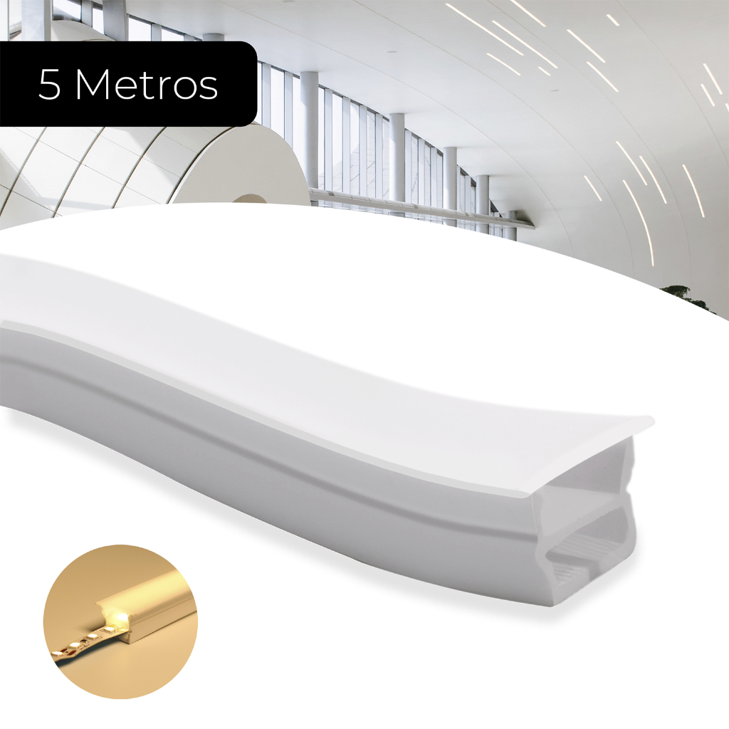 5m Perfil Embutir 12x12mm Flexível Silicone P/ Fita Led