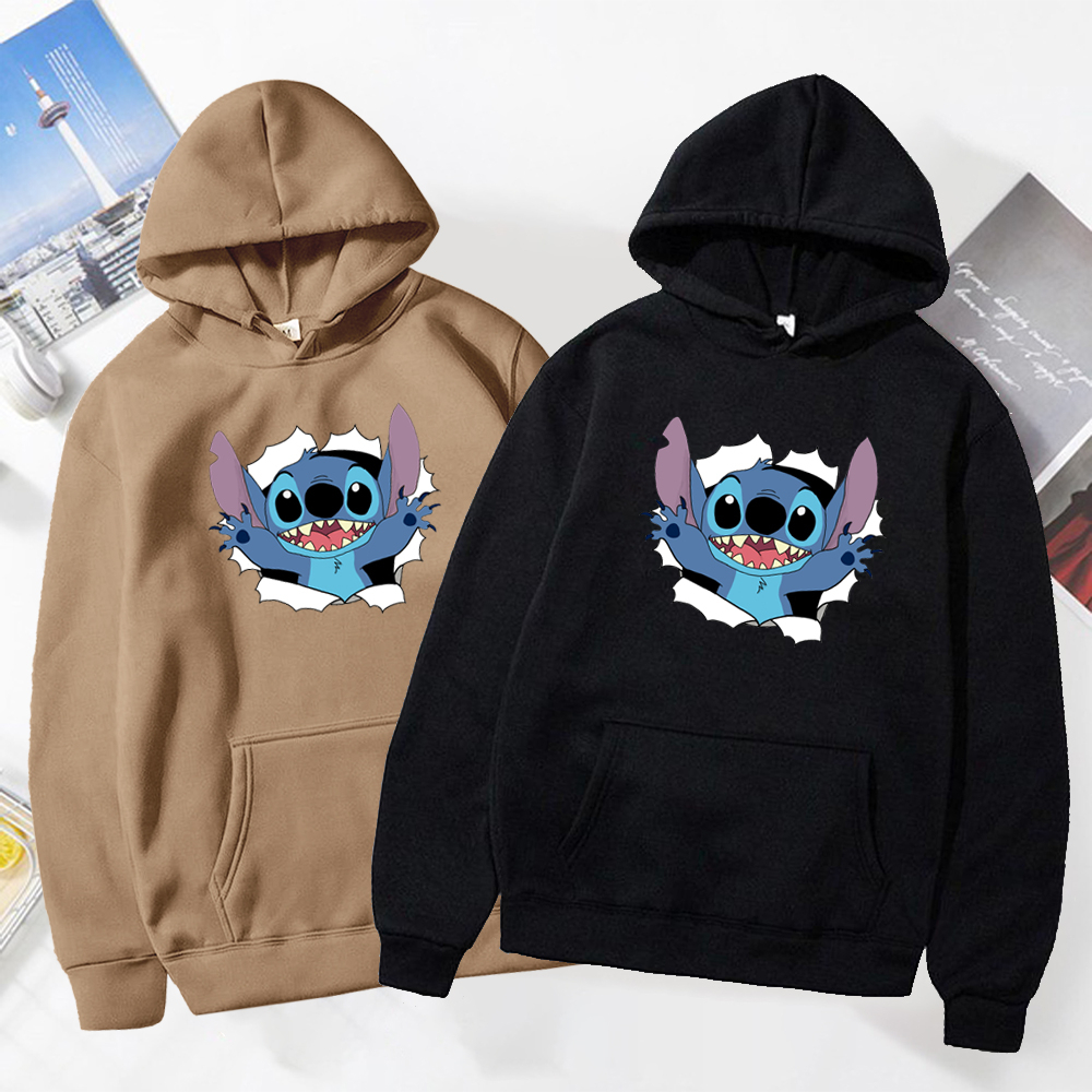 Moletom Canguru Blusão De Frio Lilo Stitch Estampado Desenho Animado Feminino