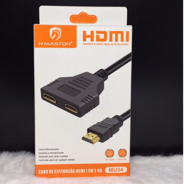 Adaptador Divisor Duplicador Hdmi 1 Macho 2 Fêmea 1x2 Switch - Ribershop  Segurança - Sua Loja de Segurança Eletrônica de Confiança