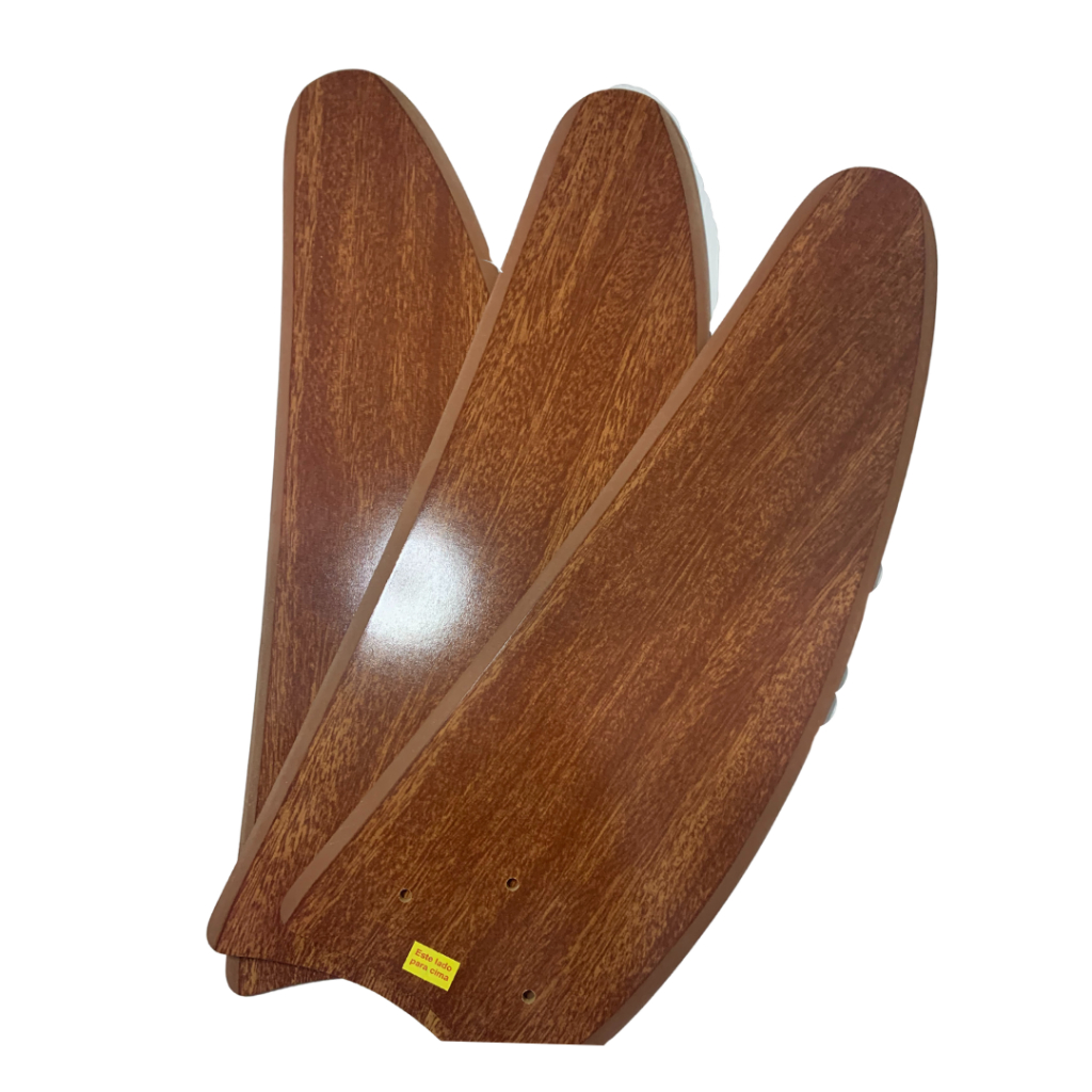 Jogo Kit 3 Pás Mogno P/ Ventilador De Teto CURVA