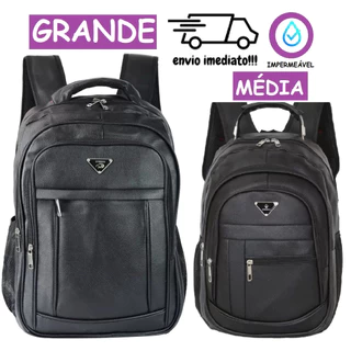Kit 02 Mochilas Bolsa de Couro Média e Grande Unissex Trabalho Viagem