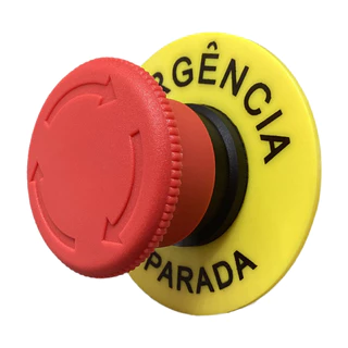 Kit Botão Emergência Cogumelo Com Trava 1nf Gira destrava 22mm+placa - 1un