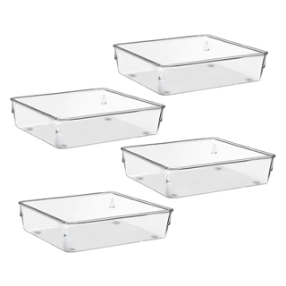 Kit 4 Organizadores Multiuso Modular Gavetas e Mesas Pote Acrílico Cristal