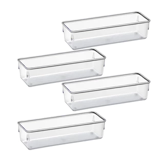 Kit 4 Organizadores Multiuso Modular Gavetas e Mesas Pote Acrílico Cristal Retangular Grande