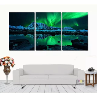 quadro decorativo aurora boreal verde mosaico
