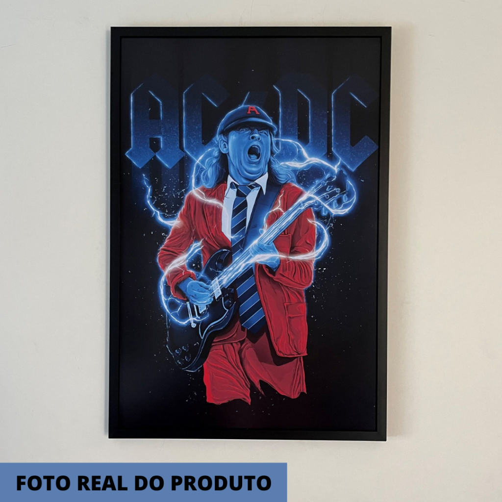 QUADRO ACDC COM MOLDURA - 60X90 CM | Shopee Brasil